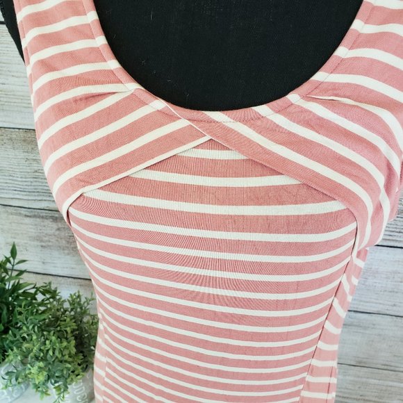 WILLI SMITH CORAL AND CREAM STRIPED TOP - LARGE - Picture 2 of 9